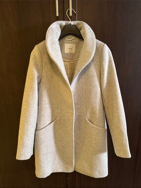 Wilfred Light Heather Gray Funnel Collar Wool Cashmere Cocoon Coat - like new